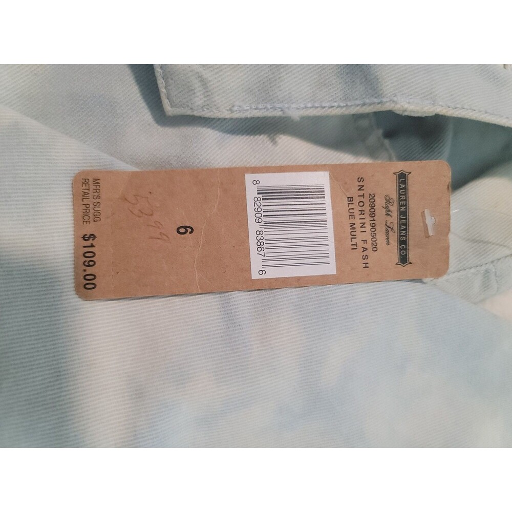 Lauren Jeans Co Ralph Lauren Womens Sz 6 Straight Leg Sky Blue Bleach Dyed Denim - Picture 3 of 12